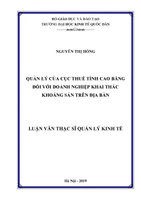 Quản Lý Cục Thuế Tỉnh Cao Bằng Đối Với Doanh Nghiệp Khai 