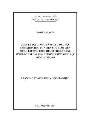 Quản Lý Bồi Dưỡng Năng Lực Dạy Học Khoa Học Tự Nhiên Cho