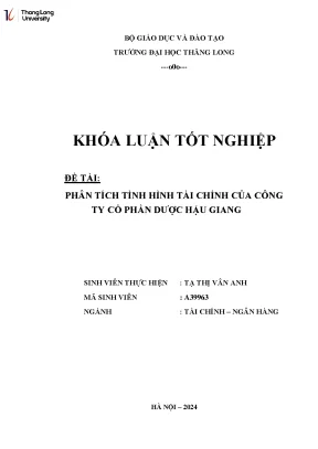 Phân Tích Tình Hình Tài Chính Công Ty Cổ Phần Dược Hậu Giang
