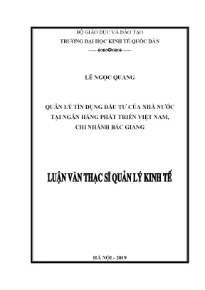 Quản Lý Tín Dụng Đầu Tư Của Nhà Nước Tại Ngân Hàng Phát 