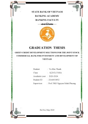 Giải Pháp Phát Triển Tín Dụng Xanh Tại Ngân Hàng Đầu Tư 