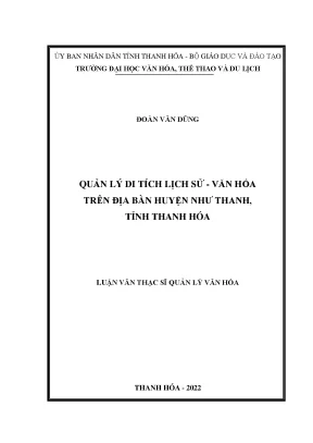 Quản Lý Di Tích Lịch Sử - Văn Hóa Tại Huyện Như Thanh, 