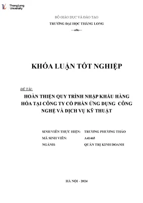 Hoàn thiện quy trình nhập khẩu hàng hóa tại Công ty Cổ