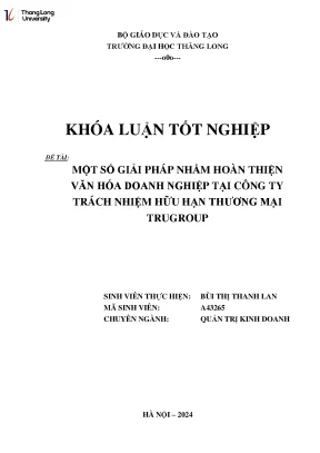 Giải Pháp Hoàn Thiện Văn Hóa Doanh Nghiệp Tại Công Ty