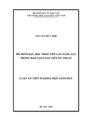 Mô Hình Dạy Học Năng Lực Trong Đào Tạo Giáo Viên Kỹ Thuật