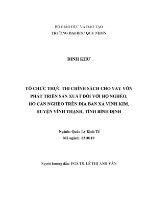 Chính Sách Cho Vay Vốn Phát Triển Sản Xuất Đối Với Hộ