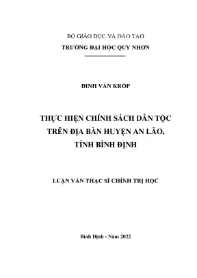 Chính Sách Dân Tộc Tại Huyện An Lão, Tỉnh Bình Định: