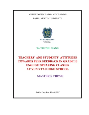 Thái độ của giáo viên và học sinh về phản hồi đồng đẳng