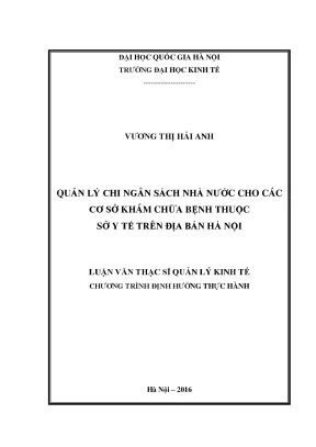 Quản Lý Chi Ngân Sách Nhà Nước Cho Cơ Sở Khám Chữa Bệnh