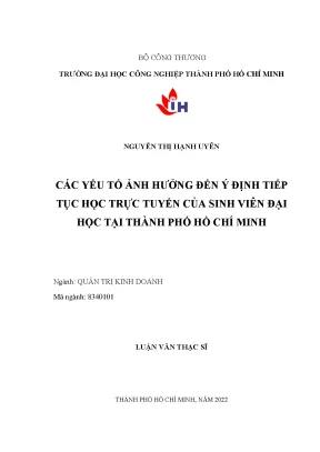 Yếu Tố Ảnh Hưởng Đến Ý Định Học Trực Tuyến Của Sinh Viên