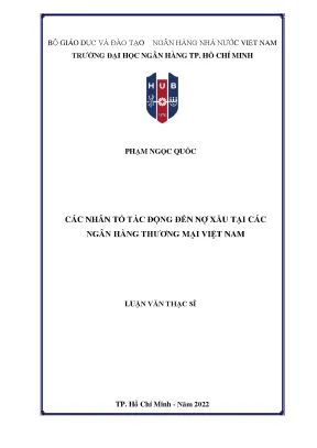 Nhân Tố Ảnh Hưởng Đến Nợ Xấu Tại Ngân Hàng Thương Mại