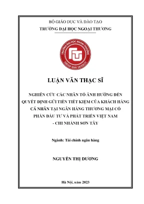 Nhân Tố Ảnh Hưởng Đến Quyết Định Gửi Tiền Tiết Kiệm Tại