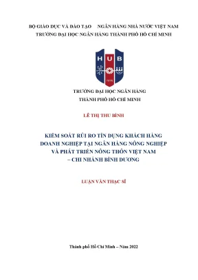 Giải Pháp Kiểm Soát Rủi Ro Tín Dụng Doanh Nghiệp Tại