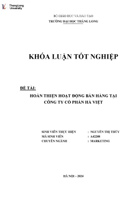 Hoàn Thiện Hoạt Động Bán Hàng Tại Công Ty Cổ Phần Hà Việt