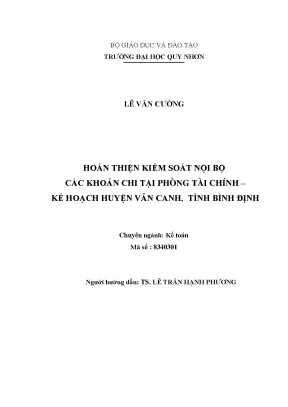 Hoàn Thiện Kiểm Soát Nội Bộ Các Khoản Chi Tại Phòng Tài