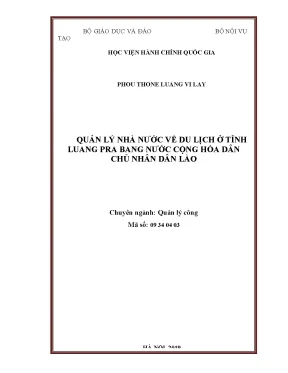 Quản Lý Nhà Nước Về Du Lịch Tại Tỉnh Luang Pra Bang, Lào