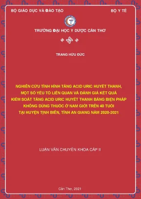 Nghiên Cứu Tình Hình Tăng Acid Uric Huyết Thanh Ở Nam