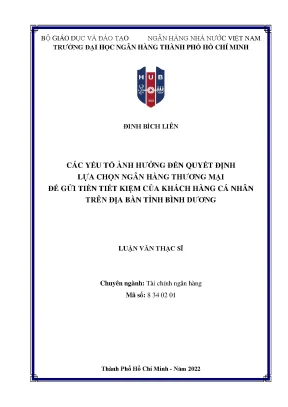 Các Yếu Tố Quyết Định Lựa Chọn Ngân Hàng Thương Mại Để