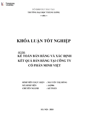 Kế Toán Bán Hàng Tại Công Ty Cổ Phần Minh Việt: Phân