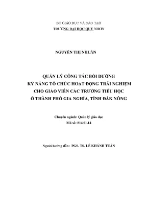 Quản Lý Bồi Dưỡng Kỹ Năng Tổ Chức Hoạt Động Trải Nghiệm