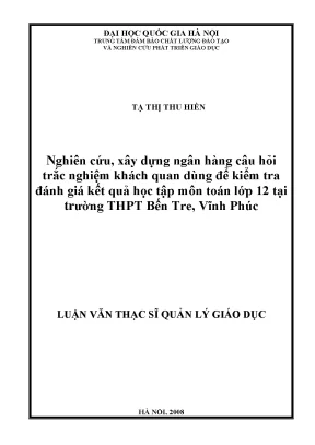 Xây Dựng Ngân Hàng Câu Hỏi Trắc Nghiệm Khách Quan Môn 