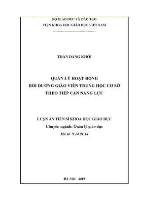 Quản Lý Hoạt Động Bồi Dưỡng Giáo Viên Trung Học Cơ Sở