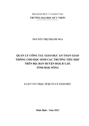 Quản Lý Giáo Dục An Toàn Giao Thông Cho Học Sinh Tiểu
