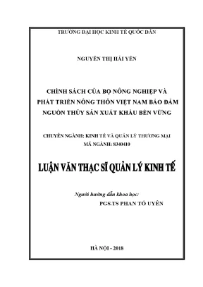 Chính Sách Bảo Đảm Nguồn Thủy Sản Xuất Khẩu Bền Vững Tại