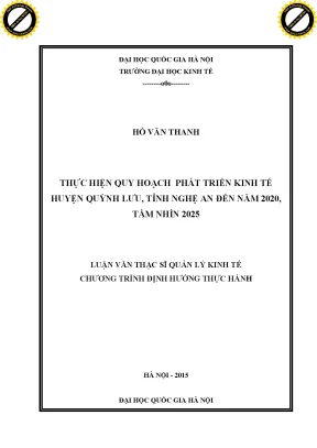 Thực hiện quy hoạch phát triển kinh tế huyện quỳnh lưu tỉnh nghệ an đến năm 2020 tầm nhìn 2025