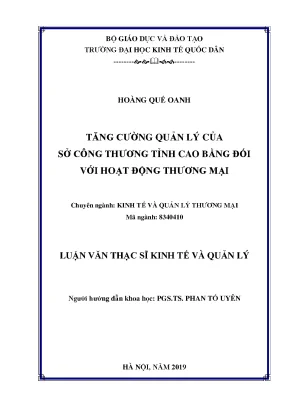 Tăng Cường Quản Lý Hoạt Động Thương Mại Tại Tỉnh Cao Bằng