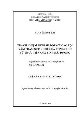 Trách Nhiệm Hình Sự Đối Với Tội Xâm Phạm Sức Khỏe Con