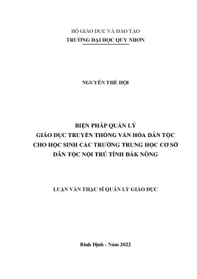 Quản Lý Giáo Dục Truyền Thống Văn Hóa Dân Tộc Tại Trường