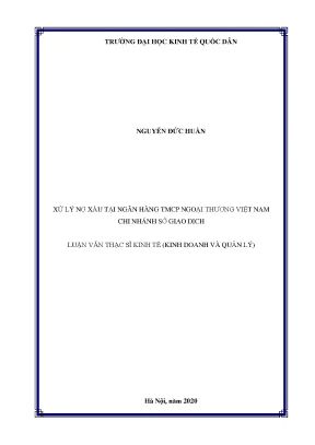 Xử Lý Nợ Xấu Tại Ngân Hàng TMCP Ngoại Thương Việt Nam: