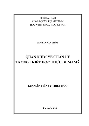 Quan Niệm Về Chân Lý Trong Triết Học Thực Dụng Mỹ