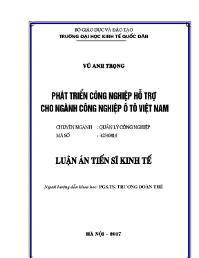 Phát Triển Ngành Công Nghiệp Hỗ Trợ Ô Tô Tại Việt Nam