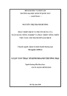 Phát Triển Dịch Vụ Phi Tín Dụng Tại Ngân Hàng Nông