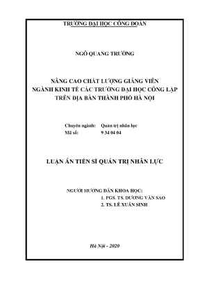 Nâng Cao Chất Lượng Giảng Viên Ngành Kinh Tế Tại Các