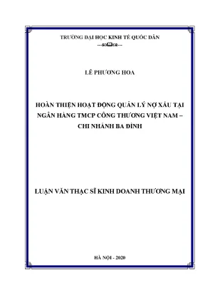 Hoàn thiện quản lý nợ xấu tại Ngân hàng TMCP Công Thương