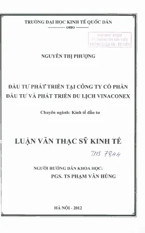 Đầu Tư và Phát Triển Du Lịch Tại Công Ty Cổ Phần Vinaconex
