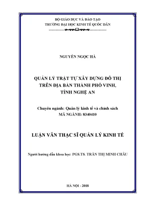 Quản Lý Trật Tự Xây Dựng Đô Thị Tại Thành Phố Vinh, Tỉnh 