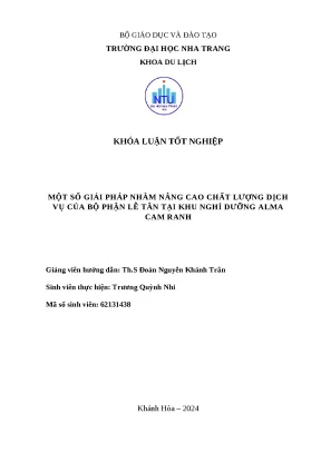 Giải pháp nâng cao chất lượng dịch vụ lễ tân tại khu