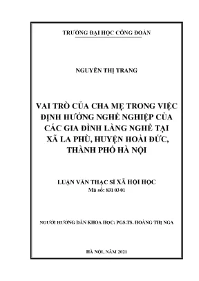 Vai Trò Của Cha Mẹ Trong Định Hướng Nghề Nghiệp Tại Làng