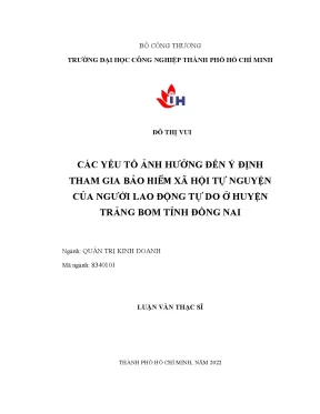 Yếu Tố Ảnh Hưởng Đến Ý Định Tham Gia Bảo Hiểm Xã Hội Tự