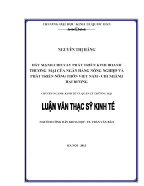 Đẩy Mạnh Cho Vay Phát Triển Kinh Doanh Thương Mại Tại