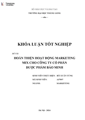 Hoàn thiện hoạt động marketing mix cho Công ty Cổ phần