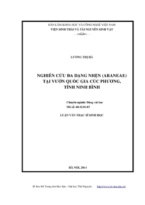 Nghiên Cứu Đa Dạng Nhện Tại Vườn Quốc Gia Cúc Phương,