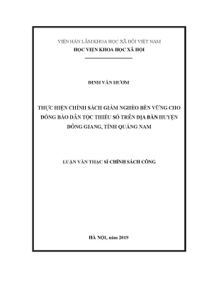 Giảm Nghèo Bền Vững Cho Dân Tộc Thiểu Số Tại Huyện Đông