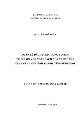 Quản Lý Đầu Tư Xây Dựng Từ Ngân Sách Nhà Nước Tại Huyện