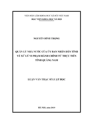 Quản Lý Nhà Nước Về Xử Lý Vi Phạm Hành Chính Tại Tỉnh