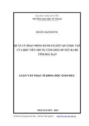 Quản Lý Đánh Giá Kết Quả Học Tập Tại Trung Tâm GDTX